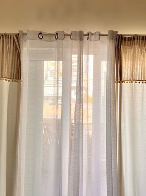 Κουρτινόξυλα και κουρτίνα μεταχειρισμένα σε 4 φύλλα για μπαλκονόπορτες 205 εκ