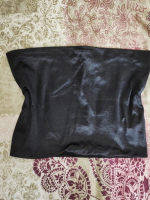 Pull and Bear satin effect strapless crop top black new size M