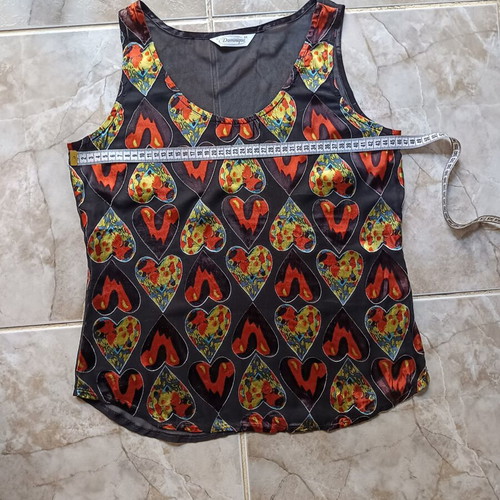 Dominique sleeveless blouse new, black multicolor, size M