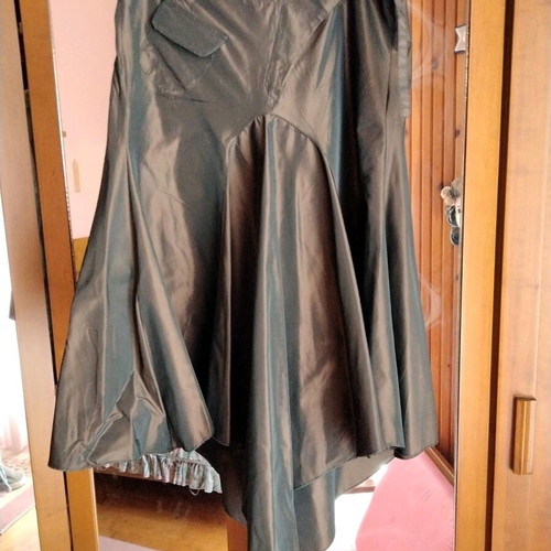 ESTI Asymmetric Skirt New Dark Brown with Shiny Finish