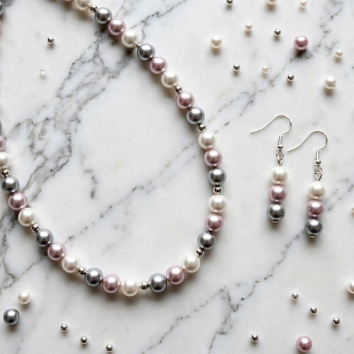 Handmade beaded jewelry set in pastel colors, new