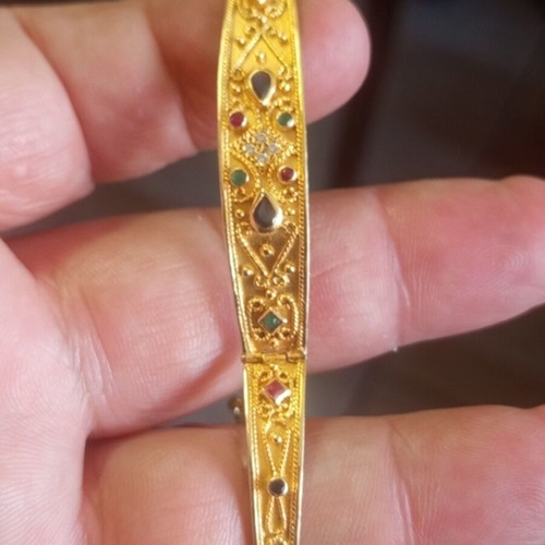 Women's gold ring and bracelet set 14k with rubies, emeralds, sapphires, like new