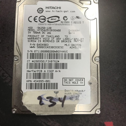 Hitachi HTS542512K9SA00 120GB used hard drive