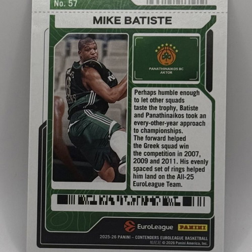 Mike Batiste 2025-26 Panini Contenders EuroLeague card like new