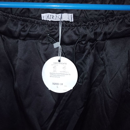 Satin skirt long black new, pockets and back slit, size M/L