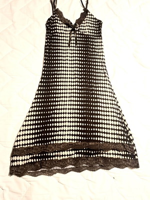 Polka Dot Dress 100% Cotton Elastic A-Line Brown Beige szM/36 new