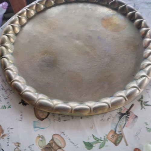 Brass tray used from 70s/80s decade, 39 cm diameter