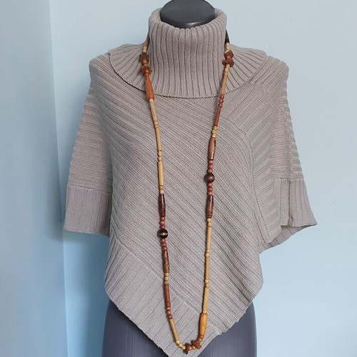 Pieces vintage unisize poncho with wool blend