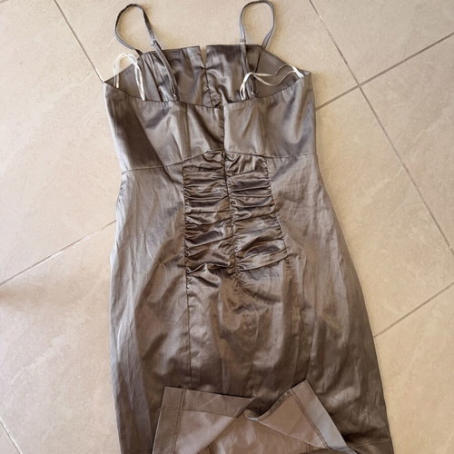Dress size S, beige and brown