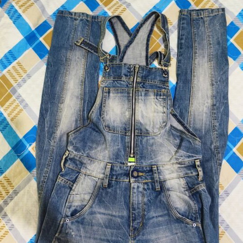 Denim overalls distressed look, size XS-S, like new