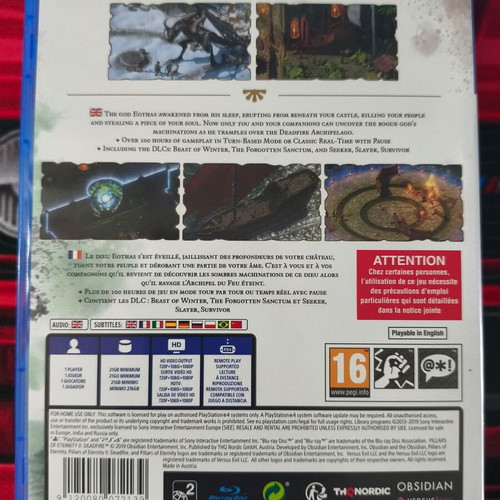 Pillars of Eternity II Deadfire Ultimate Edition for PlayStation 4 like new