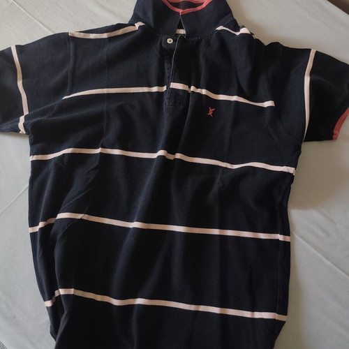 The Bostonians men's striped polo shirt size L used, blue and red