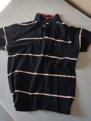 The Bostonians men's striped polo shirt size L used, blue and red