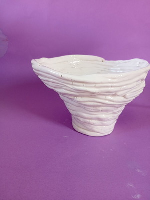 Handmade ceramic fruit bowl white glazed, like new