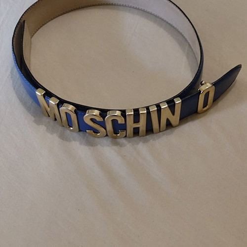 Moschino Redwall leather navy belt like new, size S 75