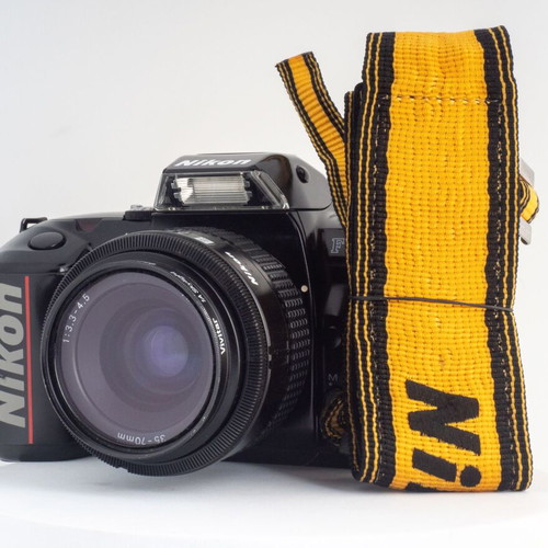 Nikon F-401X 35mm film camera with original leather strap