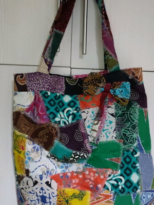 Τσάντα tote μεταχειρισμένη patchwork 38x40 εκ.