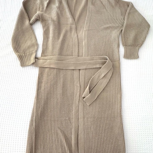 Christina Moustaka knitted long beige cardigan size Medium new