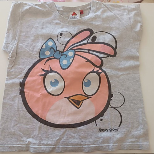 Angry Birds long-sleeve shirt like new, gray, ages 7-8