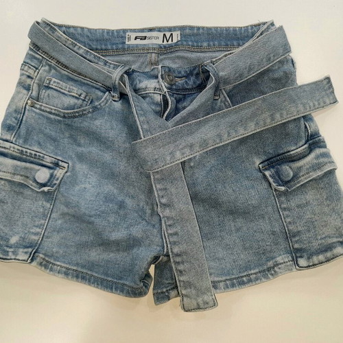Denim pants like new, size M, with belt, blue