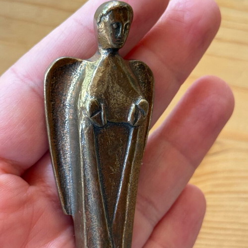 Vintage bronze angel figurine used, German