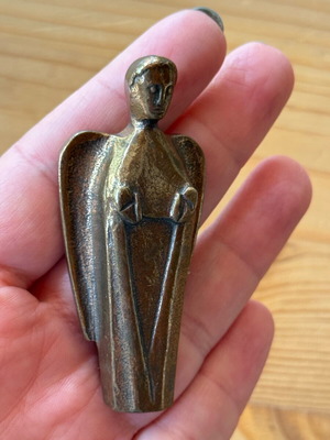 Vintage bronze angel figurine used, German