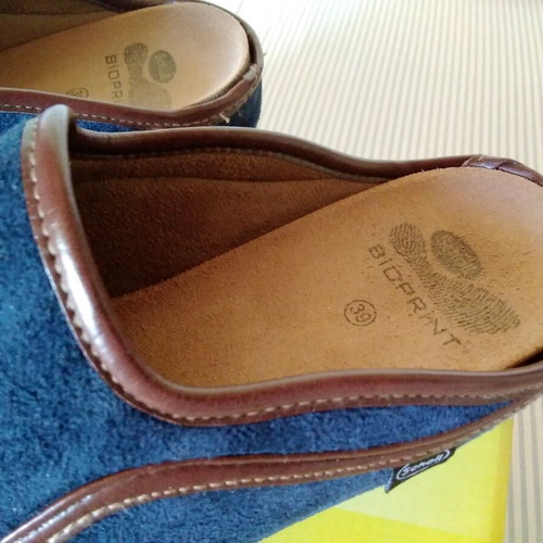 Scholl slippers new anatomical leather blue