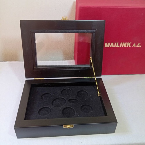 Mailink wooden coin case, black, modern luxury