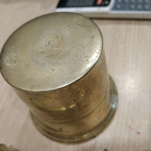 Brass Mortar and Pestle set used, heavy construction