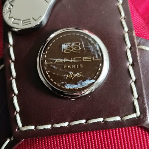 Lancel red crossbody bag like new with leather trims