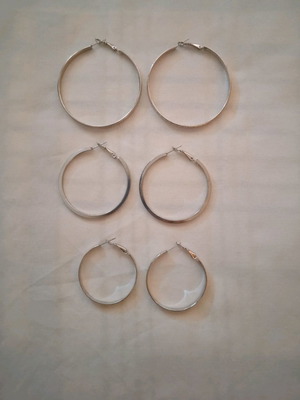 Faux hoop earrings new, set of 3 pairs silver