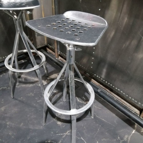Aluminum bar stools used, vintage, Indecasa Spain, set of 4
