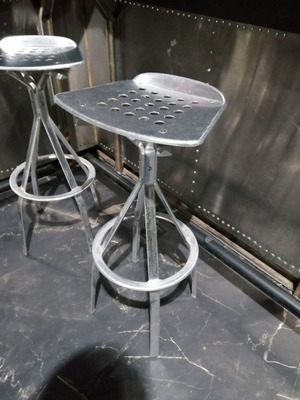 Aluminum bar stools used, vintage, Indecasa Spain, set of 4