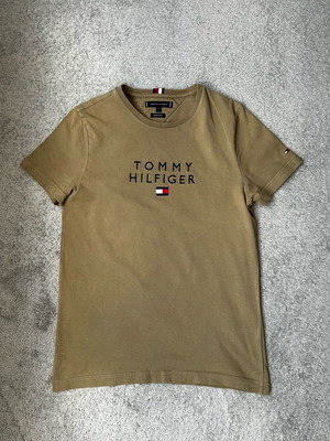 Tommy Hilfiger Slim T-shirt S like new, logo embroidery, green
