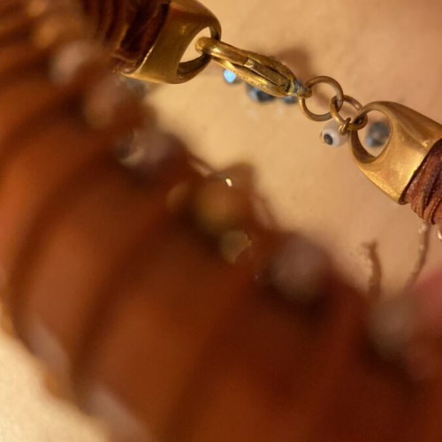 Boho set with long necklace and leather bracelet like new