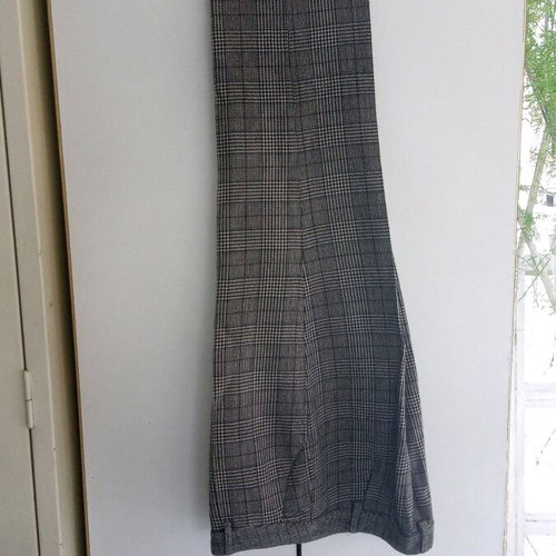 Wool plaid women's pants like new, size L, black and gray