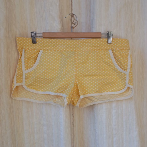 Yellow polka dot shorts, size L-XL