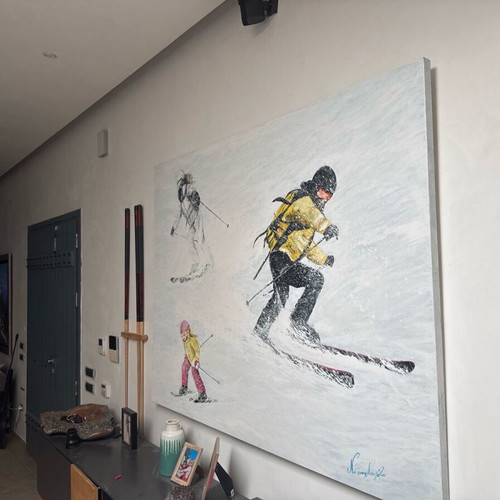 Oil painting like new, snowy ski landscape by Natasha Nikoletou