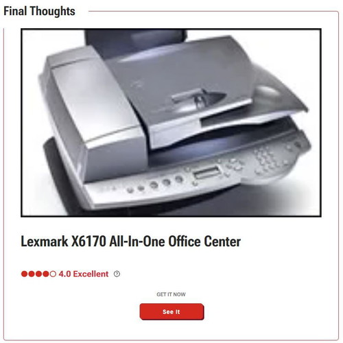 Lexmark X6170 multifunction printer used, color, scanner, fax, copy