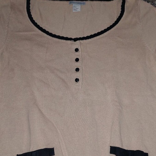 H&M women's blouse size M like new, pullover style black and beige