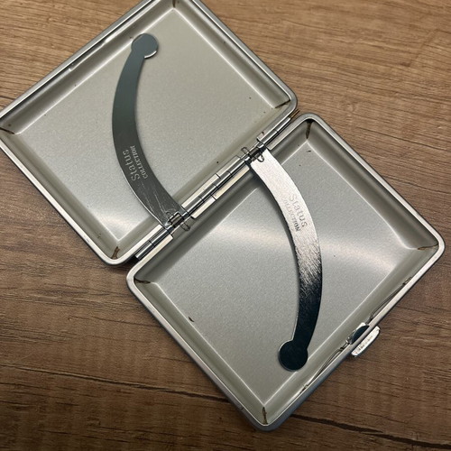 Vintage metal cigarette case set with lighter like new