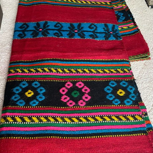 Woven traditional rug from Crete like new with flowers 2x2 meters