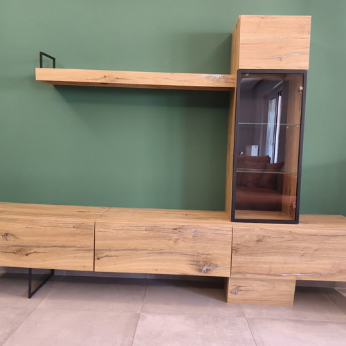 Ravenna living room unit Selena 240 x 170 x 40 used, natural oak with LED lighting