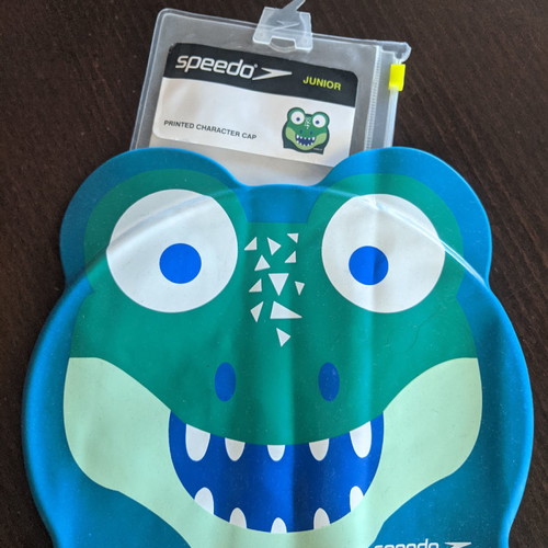 Speedo junior swimming cap new, crocodile design