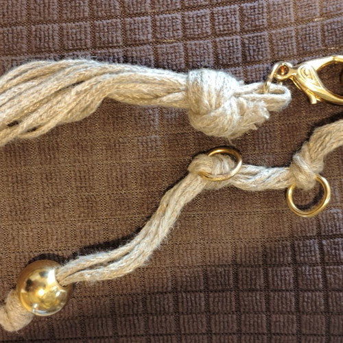 Vintage handmade belt 80s like new, beige and gold
