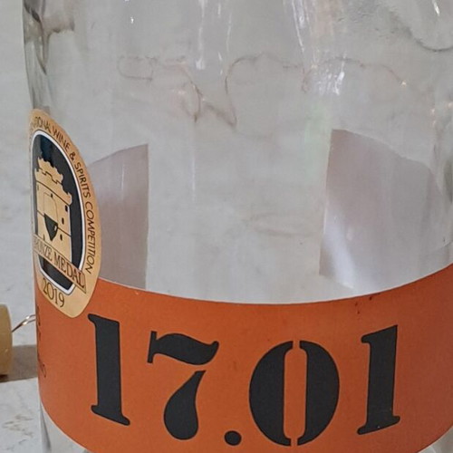 Decorative Tsipouro Bottle 17.01 Makryonitis Syros Distillery with LED lights like new
