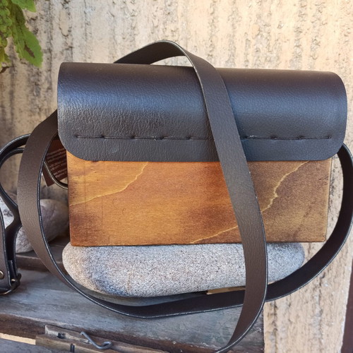 Logos Craftware wooden handmade bag with eco leather