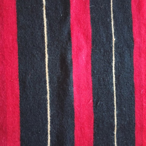 Woven wool runner new with red, black and beige stripes