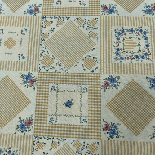 Canvas fabric printed with geometric and floral patterns, new