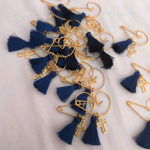 Baptism favors new, pack of 60 with blue tassel and metal cross